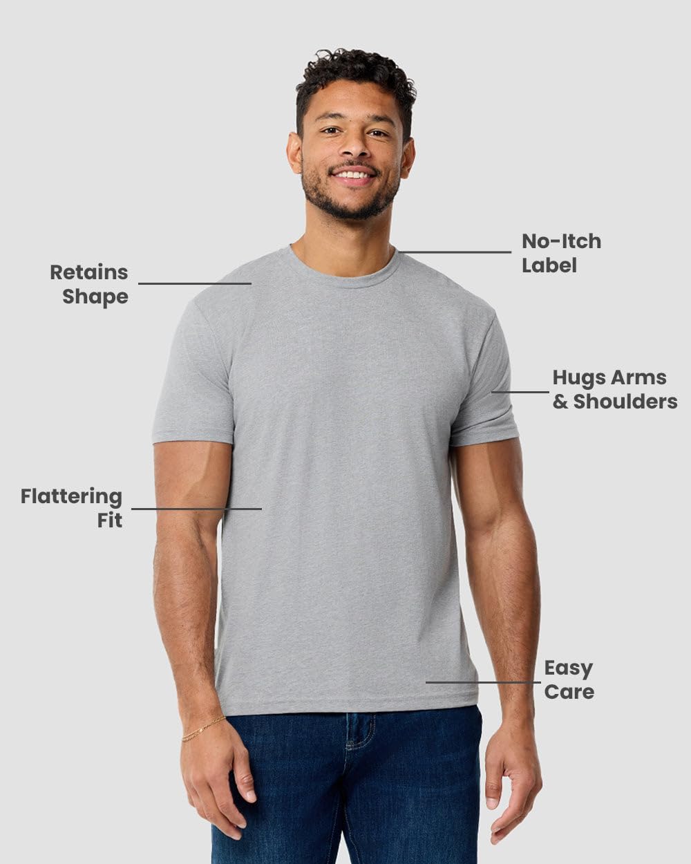 HOTMens T Shirts Soft Cotton Crew Neck Athletic Fit Casual Tees S-4XL | Soft cotton blend casual tee shirts with 4-way stretch - tag-free athletic fit for gym, work & casual wear. A go-to gift.