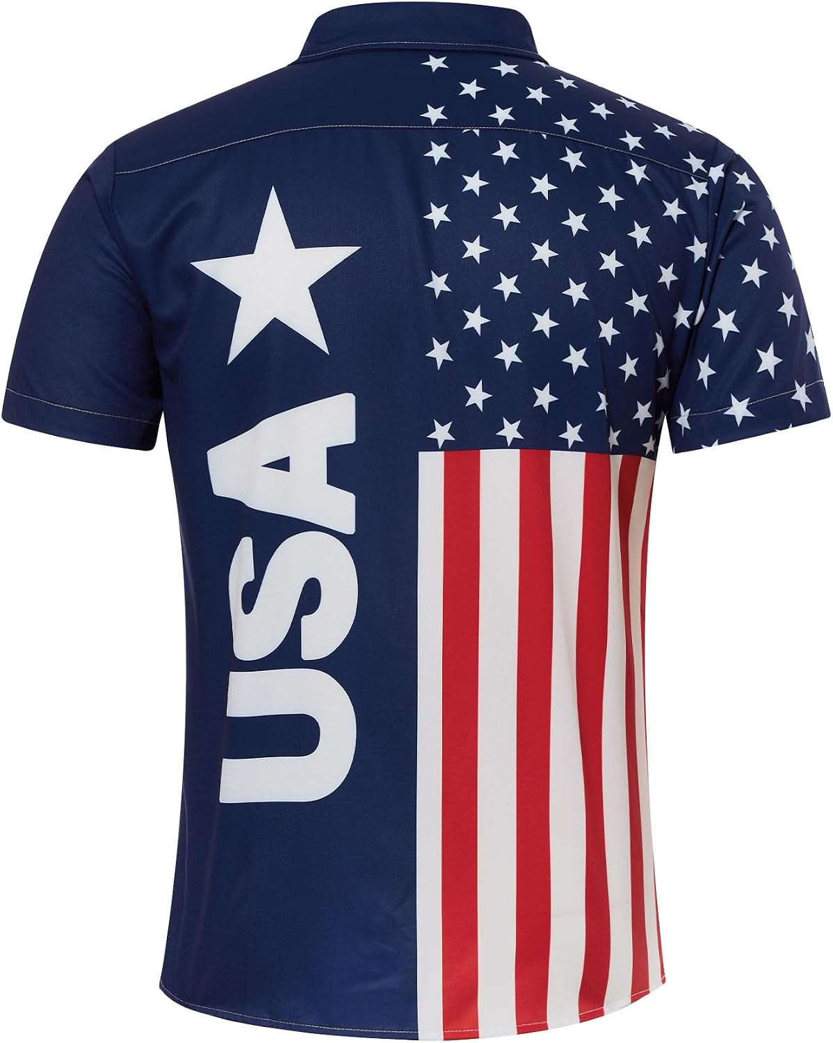 HOTuideazone Mens 4th of July American Flag Patriotic Shirt M-XXL | USA Short Sleeve Button Up Shirt for Independence Day, Memorial Days, Flag Day, 4th of July Parties, Beach Trips and Daily