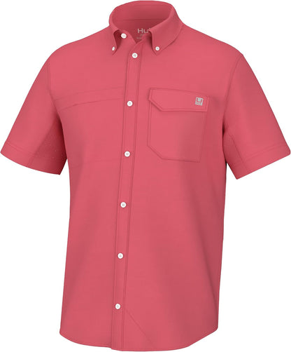 HOTHUK Men's Tide Point Kc Scott Original Artwork Short Sleeve Shirt, Fishing Button Down