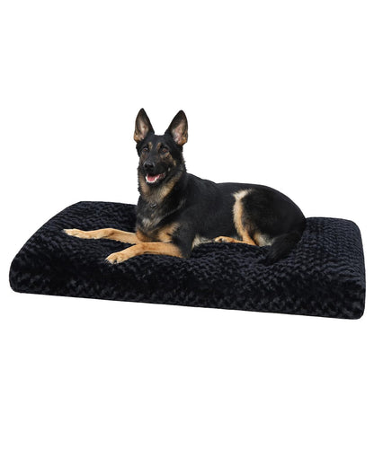 HOTKSIIA Washable Dog Bed Deluxe Plush Dog Crate Beds Comfy Kennel Pad Anti-Slip Pet Sleeping Mat for Large, Jumbo, Medium, Small Dogs Breeds, 35" x 23", Gray