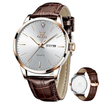 HOTOLEVS Mens Watches Vintage Leather Band Dress Classic Easy Reader Arabic Numerals Analog Quartz Waterproof Date Day Men's Wrist Watches