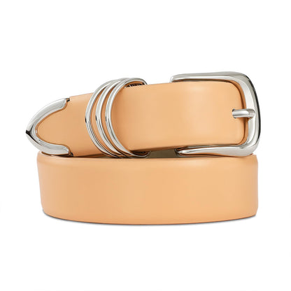 HOTRISANTRY Women's Leather Belts with Gold Buckle Fashion Leather Waist Belt Elegant Ladies Belts for Jeans Gifts for Women