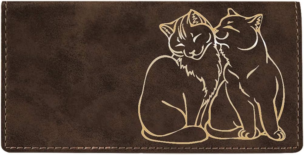 HOTCAROUSELCHECKS Purrfect Love Laser Engraved Leatherette Checkbook Cover Rustic/Gold