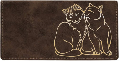 HOTCAROUSELCHECKS Purrfect Love Laser Engraved Leatherette Checkbook Cover Rustic/Gold
