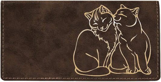 HOTCAROUSELCHECKS Purrfect Love Laser Engraved Leatherette Checkbook Cover Rustic/Gold