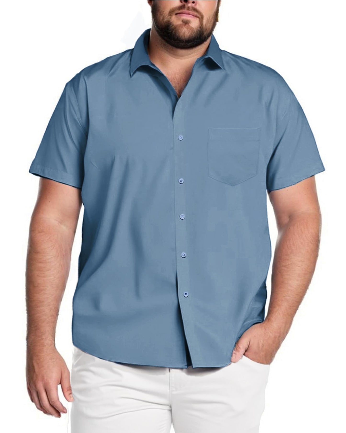HOTCOOFANDY Big & Tall Shirts for Men Short Sleeve Button Down Casual Dress Shirts