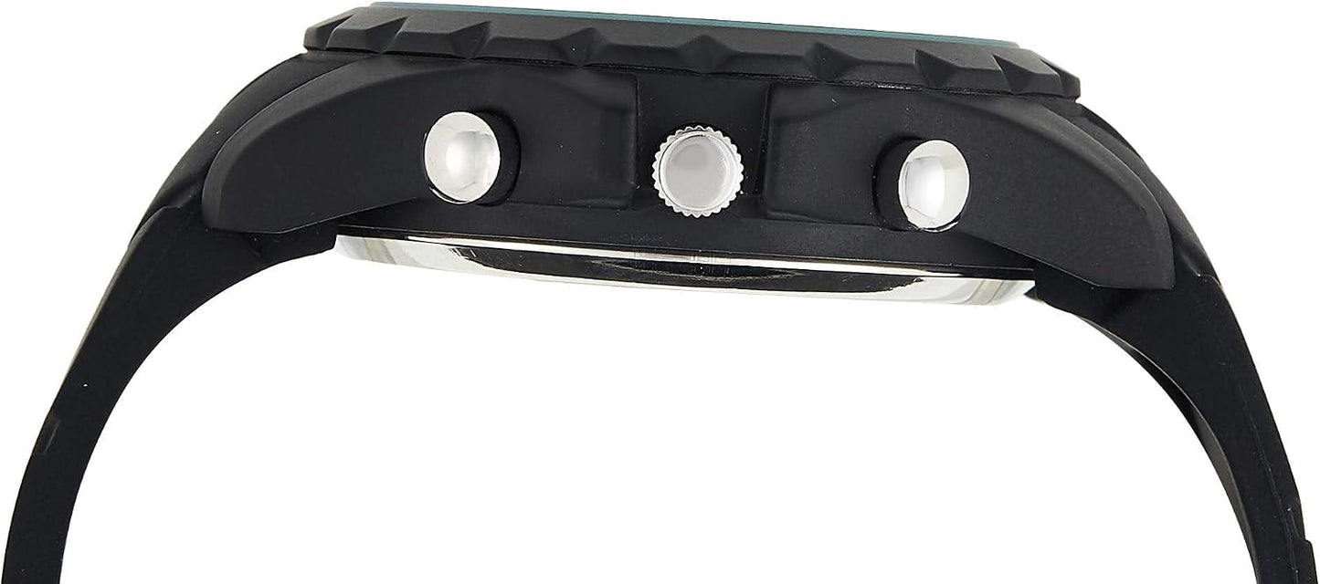 HOTU.S. Polo Assn. Men's Multifunction Watch Black Silicone Strap Analog Digital Display Alarm Chronograph Backlight 50mm Case Fits Wrists 5.5" to 8"