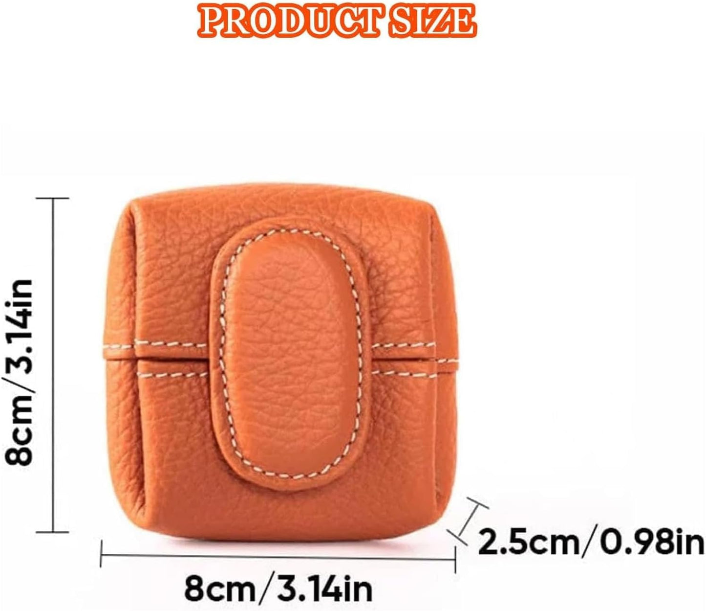 HOTMini Lychee Pattern Coin Purse, Leather Purses for Women, Coin Pouch Earphone Storage Bag with Key Buckle (Orange)