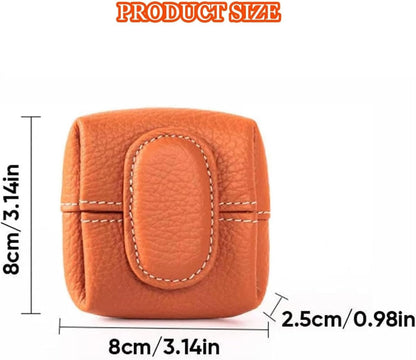 HOTMini Lychee Pattern Coin Purse, Leather Purses for Women, Coin Pouch Earphone Storage Bag with Key Buckle (Orange)