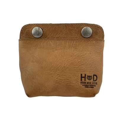 HOTHide & Drink, Leather Double Snap Pouch, Coin Purse, Cash & Card Holder, Cable Organizer, Makeup, Handmade Includes 101 Year Warranty (Single Malt Mahogany)