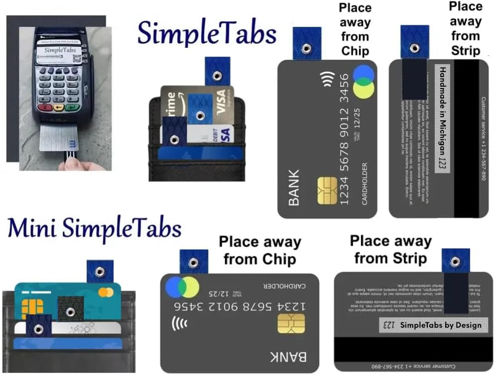 HOTSimpleTabs, Credit Card Tabs, Wallet Organizer, Long Nail Grabber, Arthritis Tool, Card Puller, Personalized Gift Design, Remove and Reuse, 5 Pull Tabs per Set (SimpleTabs, Bumble Bee)