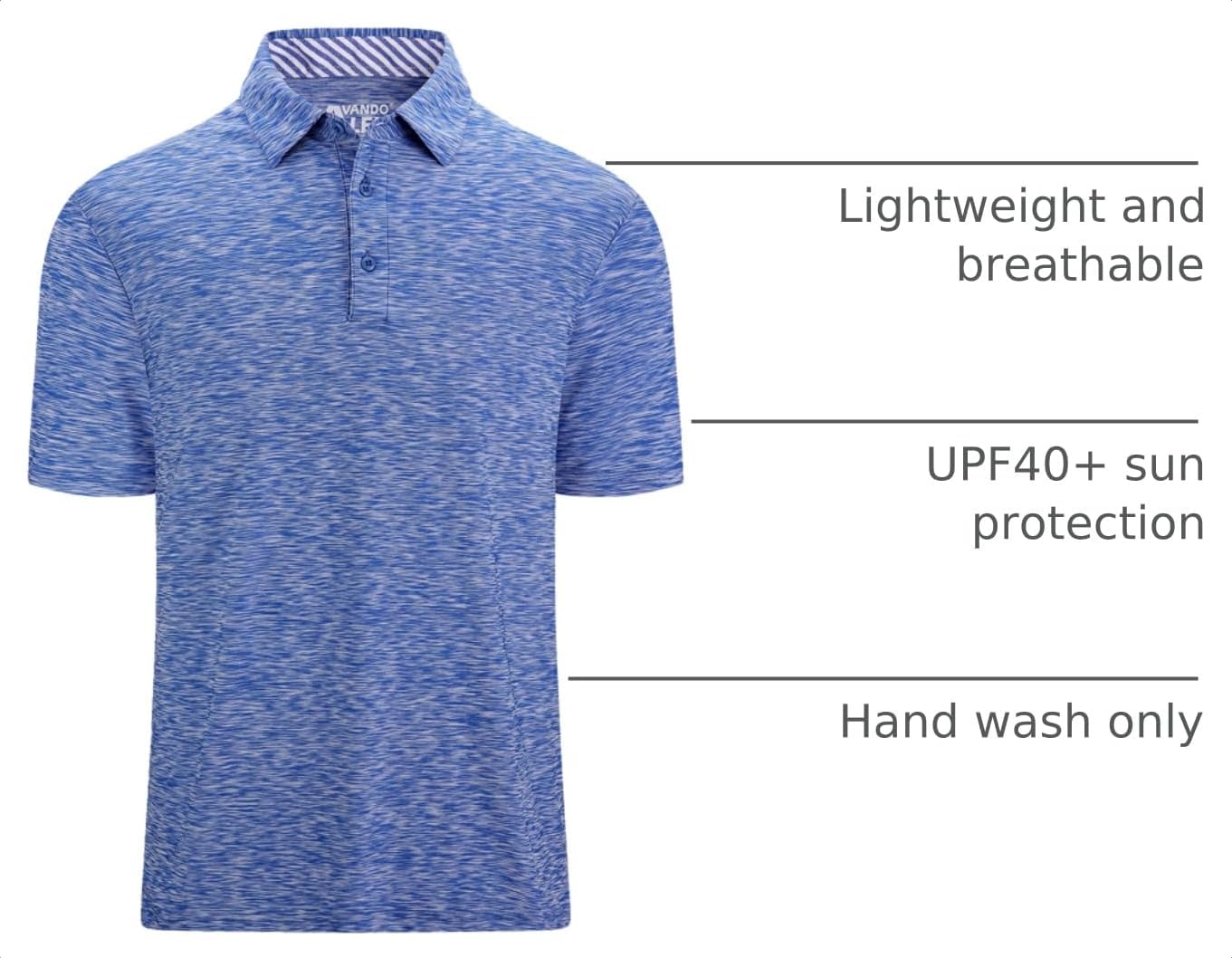 HOTAlex Vando Mens Golf Shirt Moisture Wicking Quick-Dry Short Sleeve Polo | UPF40,Soft & stretch,Sweat resistant,Multi-scene sports & office apparel