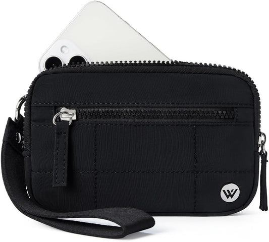HOTWESTBRONCO Wristlet Wallets for Women – RFID Blocking Quilted Nylon Phone Wallet, Card Holder Purse for Travel & Everyday Use
