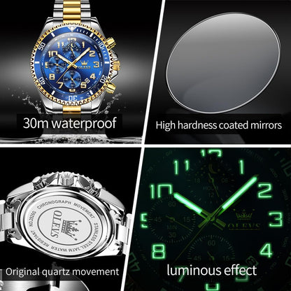 HOTOLEVS Watches Men Waterproof Luxury Big Face Mens Watch Stainless Steel Day Date Quartz Analog Dress Watches for Men Luminous Reloj para Hombres (Green/Blue/Black/Gold)