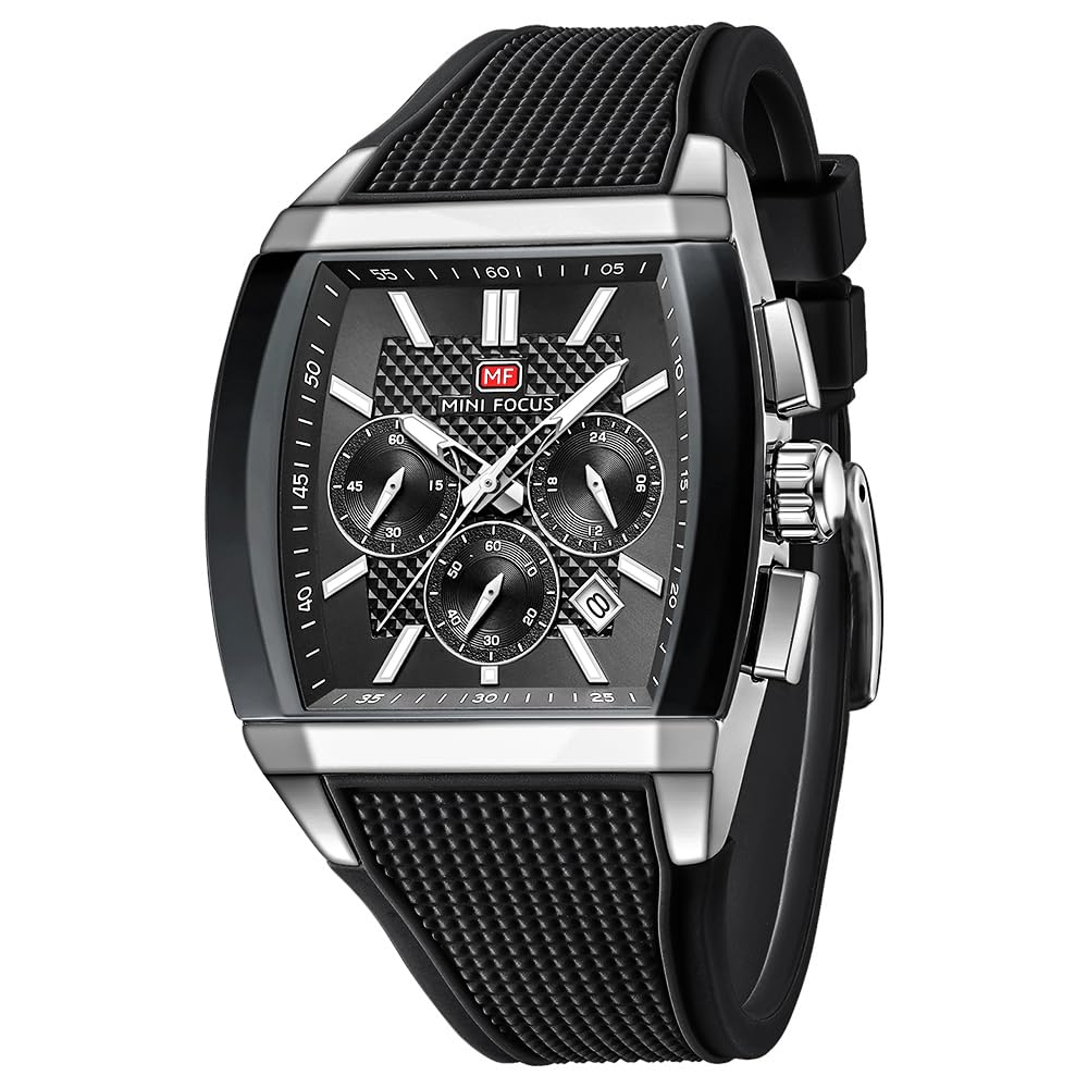 HOTMF MINI FOCUS Men's Watch Analog Fashion Wrist Watch, Tonneau Watch for Men with Chronograph,Ideal for Sports Enthusiasts and Daily Wear