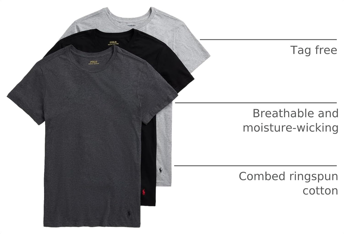 HOTPolo Ralph Lauren Underwear Men's Slim Fit Cotton Crew Tee 3 Pack