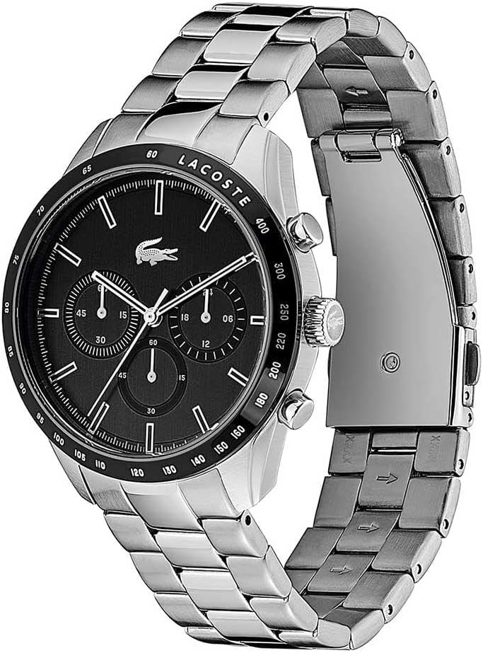 HOTLacoste Boston Men's Chronograph Watch - Classic Stainless Steel - Tachymeter - Water Resistant up to 5ATM/50 Meters - Modern Design for Him - 42mm