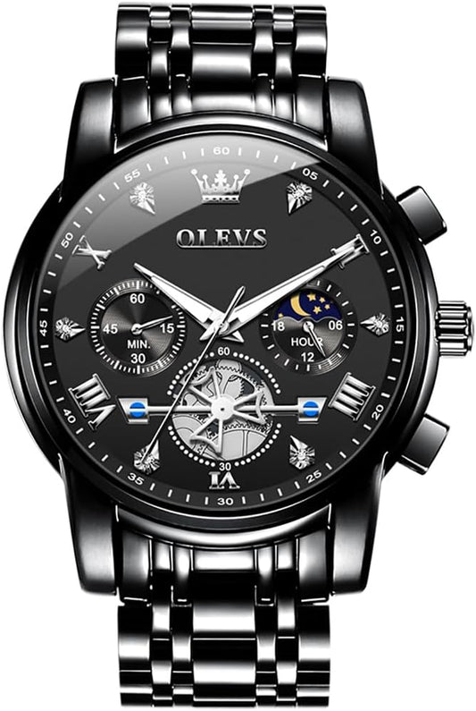 HOTOLEVS Watch Men Waterproof Stainless Steel Quartz Chronograph Analog Watch