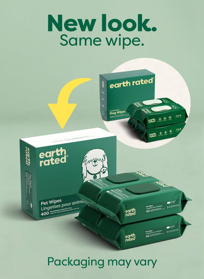 HOTearth rated Pet Wipes for Dogs and Cats, Hypoallergenic, Cleaning and Hydrating, for Grooming Paws, Body and Butt, Unscented, 400 Count