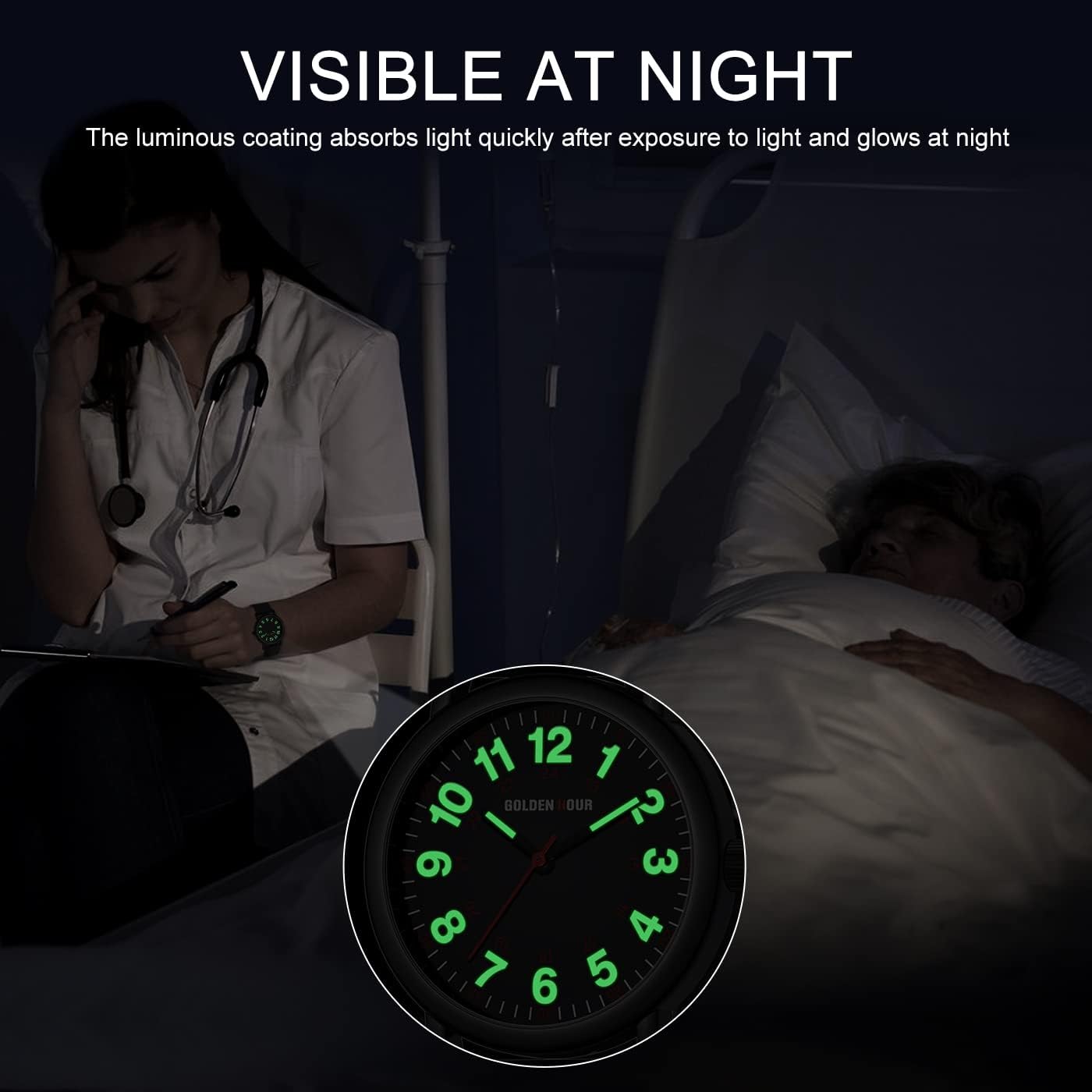 HOTGOLDEN HOUR Waterproof Nurse Watch for Medical Professionals, Students Women Men - Military Time Luminouse Easy Read Dial, 24 Hour with Second Hand, Colorful Silicone Band