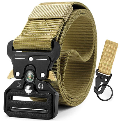 HOTDOOPAI Tactical Belt for Men, Military Nylon Web with Heavy Duty Quick Release Metal Buckle, 1.5'' Wide - Ideal for Work,