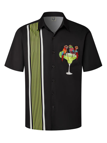 HOTHardaddy Men's Vintage Bowling Shirt Short Sleeve Button Down Hawaiian Summer Beach Printed Casual Shirts