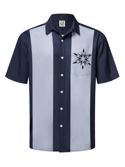 HOTHardaddy Men's Vintage Bowling Shirt Short Sleeve Button Down Hawaiian Summer Beach Printed Casual Shirts