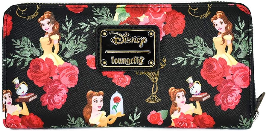HOTLoungefly Disney Beauty And The Beast Flowers And Friends Zip Around Wallet