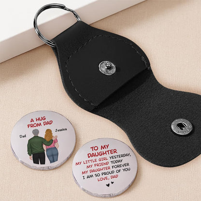 HOTWrappiness Pocket Hug from Dad to Daughter – Custom Coin with Leather Case, Personalized Token Gift for Daughter from Father