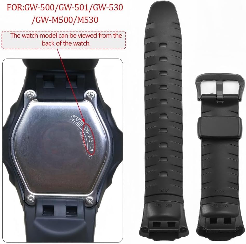 HOTReplacement Watch Strap Compatible with Casio GW-530 GW-500 Strap Men's Resin Bracelet