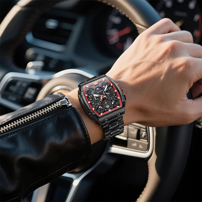 HOTOLEVS Men Watches Business Dress Chronograph Big Square Quartz Analog Male Watch Silicone Strap Waterproof Date Gift Mens Wrsit Watch Silver