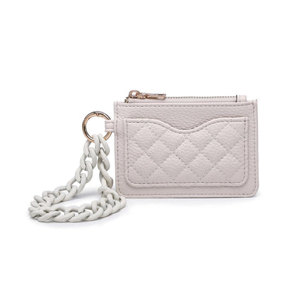 HOTJEN & CO. Rhodes RFID Blocking Wristlet Wallet for Women, Quilted Small Zip Card Holder with Acrylic Strap (Dark Khaki)