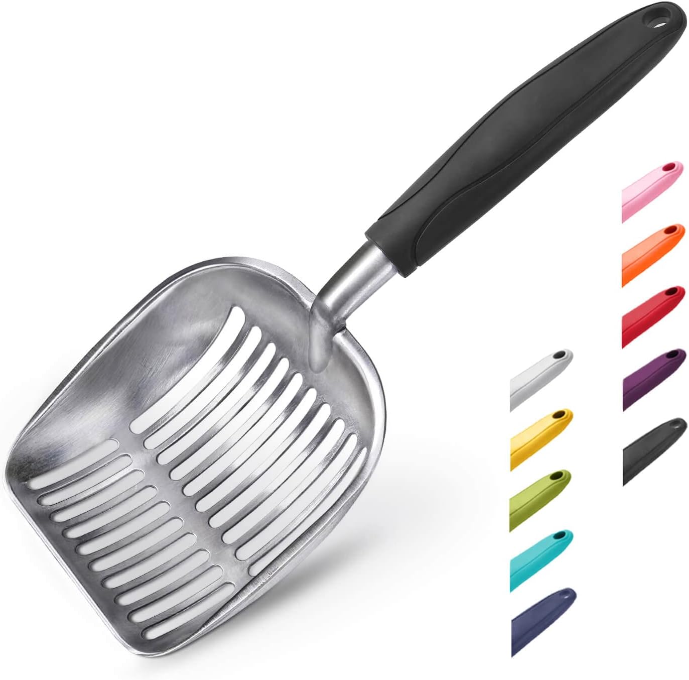 HOTWePet Cat Litter Scoop, Aluminum Alloy Sifter, Kitty Metal Scooper, Deep Shovel, Long Handle, Poop Sifting, Kitten Pooper Lifter, Durable, Heavy Duty, for Litter Box