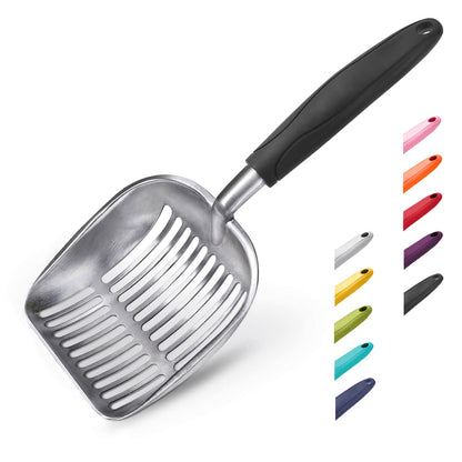 HOTWePet Cat Litter Scoop, Aluminum Alloy Sifter, Kitty Metal Scooper, Deep Shovel, Long Handle, Poop Sifting, Kitten Pooper Lifter, Durable, Heavy Duty, for Litter Box