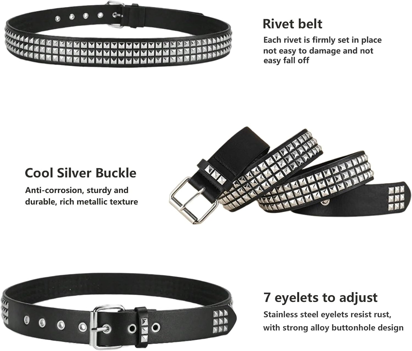HOTBlack Studded Belt, Studded Bracelet Goth Rivet Punk Rock Cuff Bracelets Y2K Belt Emo Spike Cuff Bracelet Grunge Accessories for Women Men