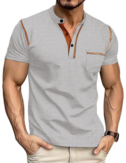 HOTMen's Henley Shirt Short Sleeve T-Shirt Casual Top Pullover Summer Lightweight Tee Shirts with Button