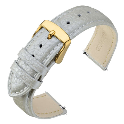 HOTANNEFIT Watch Band 18mm, Quick Release Textured Padded Leather Straps with Gold Buckle for Men and Women (Black)