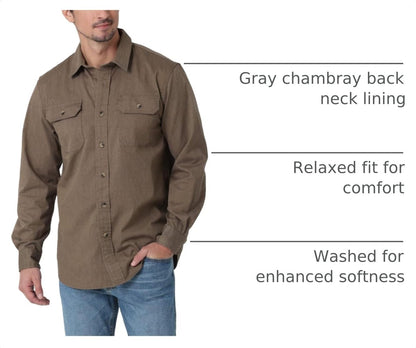 HOTWrangler Authentics Men's Long Sleeve Classic Woven Shirt