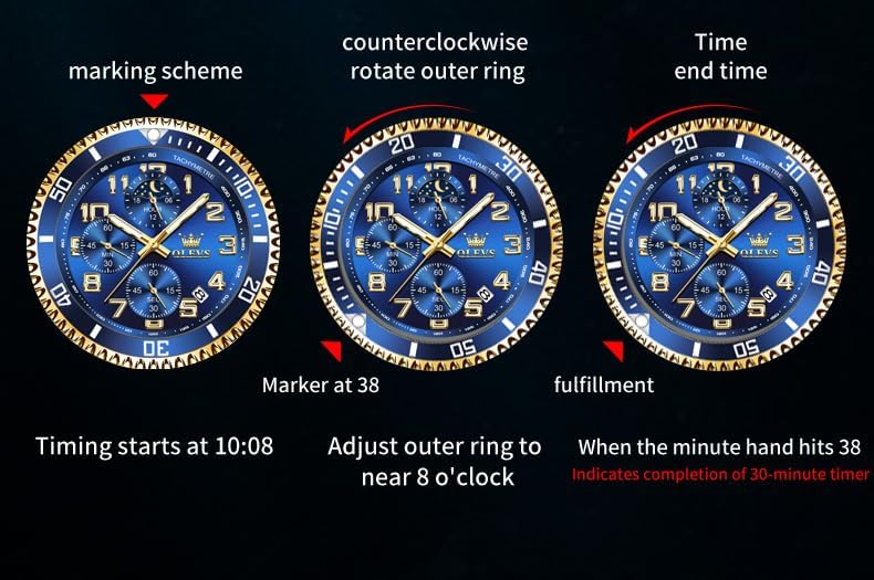 HOTOLEVS Watches for Men Stainless Steel Dress Men Watch with Date Big Face Chronograph Waterproof Luxury Fashion Watch Blue/Black/Gold/Green/Silver Face Relojes para Hombres