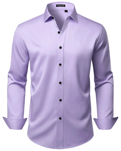 HOTMens Wrinkle Free Dress Shirts Regular Fit Business Button Down Shirt Formal Long Sleeve Wedding Stretch Shirts