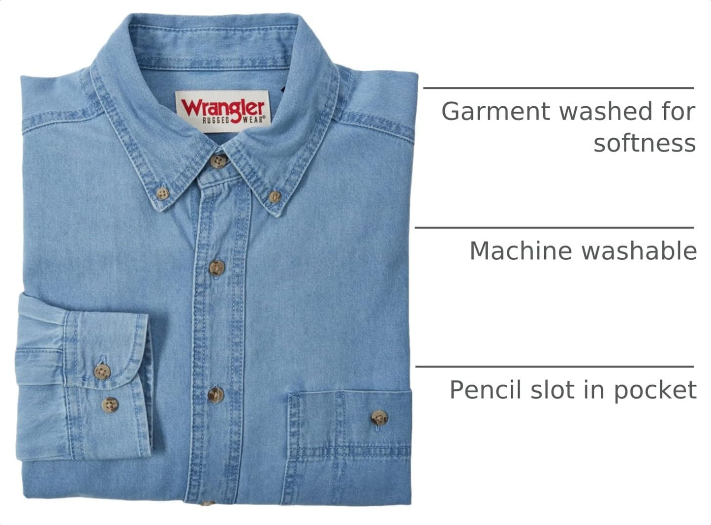 HOTWrangler Men's Denim Button Down Shirt