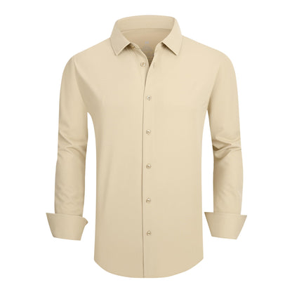 HOTSAMERM Mens Dress Shirt Stretch Wrinkle Free Casual Button Down Shirts | 4-Way Stretch & Moisture Wicking Performance Shirt for Business, Wedding, Work, Church, Easy Care Lightweight & Breathable