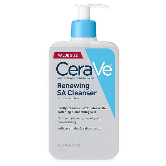 HOTCeraVe, Renewing Salicylic Acid Cleanser, Formulated with Hyaluronic Acid, Niacinamide, and Ceramides, Gentle BHA Exfoliating Face Wash Smooths and Softens Skin, Non and Fragrance Free, 16 Ounce