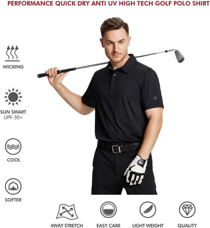 HOTMens Polo Shirts Short and Long Sleeve Casual Solid Stylish Dry Fit Performance Designed Collared Golf Polo Shirts for Men