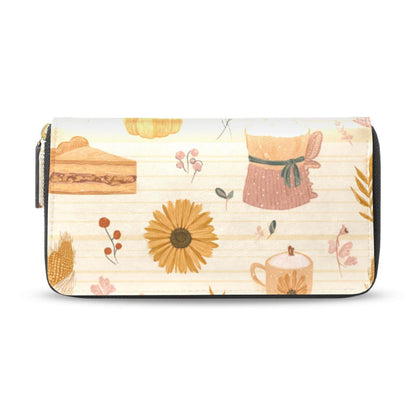 HOTWomens Long Leather Wallet Zip Around Clutch Purse Large Capacity Card Holder Organizer Pink Grid Roses