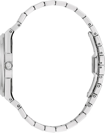 HOTBulova Mens Dress Classic Quartz Two Tone Stainless Steel Watch, Patterned Dial, 39mm