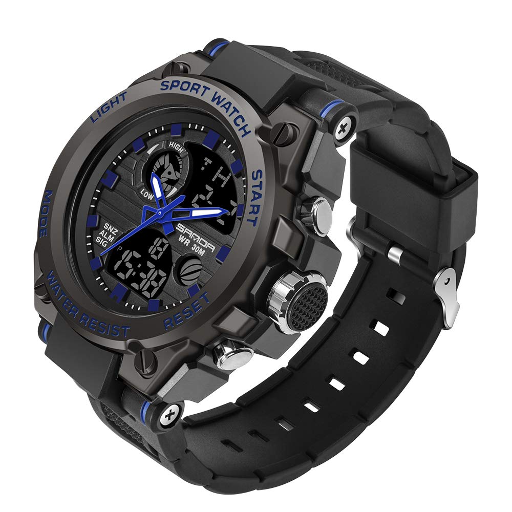 HOTKXAITO Men's Watches Sports Outdoor Waterproof Military Watch Date Multi Function Tactics LED Alarm Stopwatch