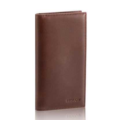 HOTHISCOW Leather Checkbook Cover with Card Slots & Pen Holder, Brown | Full grain cowhide, 5cc & ID window, personal check book & register pockets, removable duplicate divider, gifts for women men