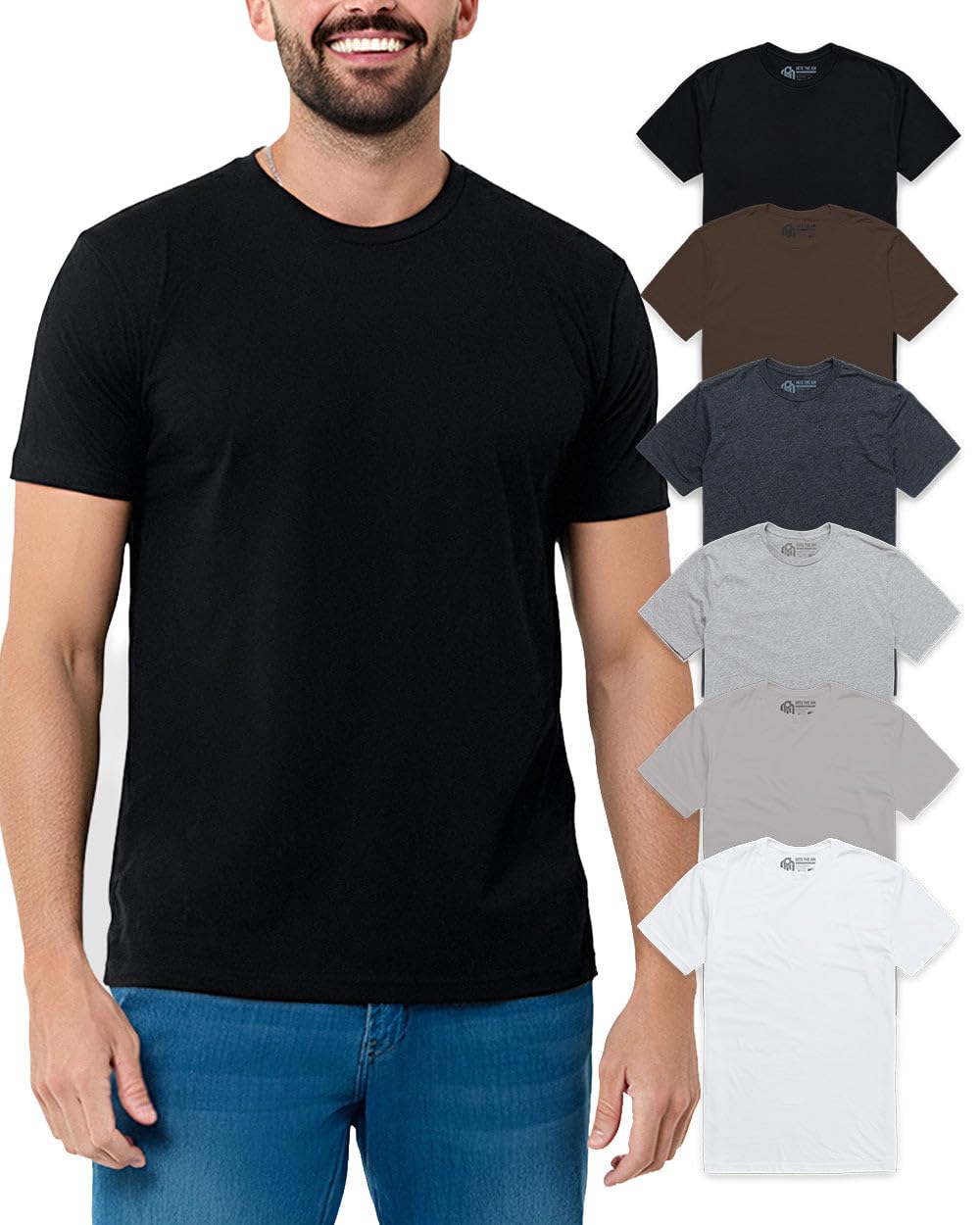 HOTMens T Shirts Soft Cotton Crew Neck Athletic Fit Casual Tees S-4XL | Soft cotton blend casual tee shirts with 4-way stretch - tag-free athletic fit for gym, work & casual wear. A go-to gift.