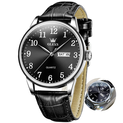 HOTOLEVS Mens Watches Vintage Leather Band Dress Classic Easy Reader Arabic Numerals Analog Quartz Waterproof Date Day Men's Wrist Watches